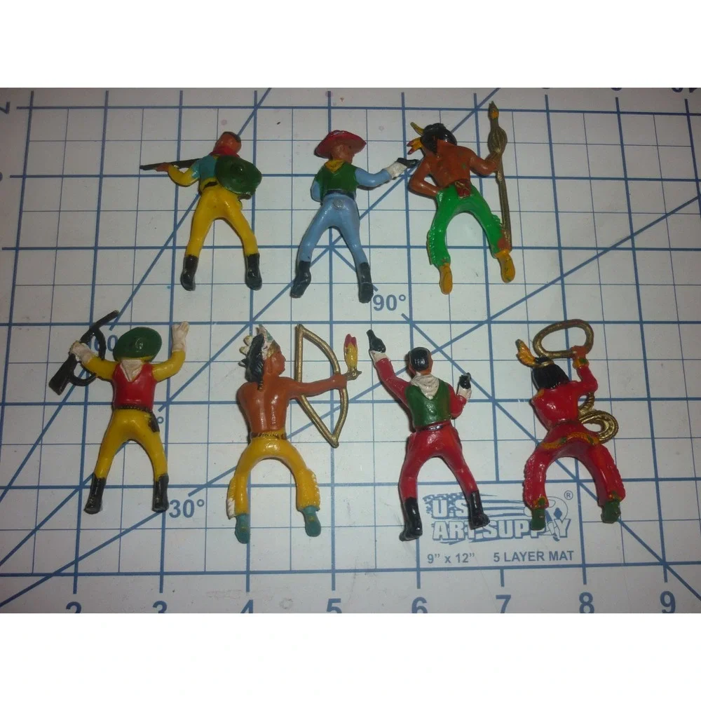 Starlux France Plastic Rider Figures Lot 7 Cowboys Native Americans Vintage 3